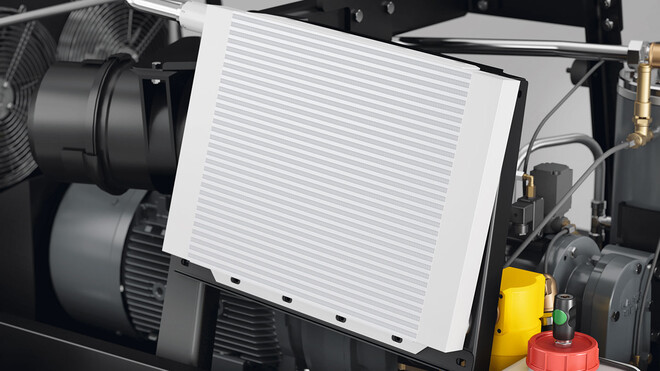 Saspiestā gaisa pēcdzesētājs, kas ir sērijveida aprīkojums MOBILAIR celtniecības kompresoriem no KAESER KOMPRESORIEM.